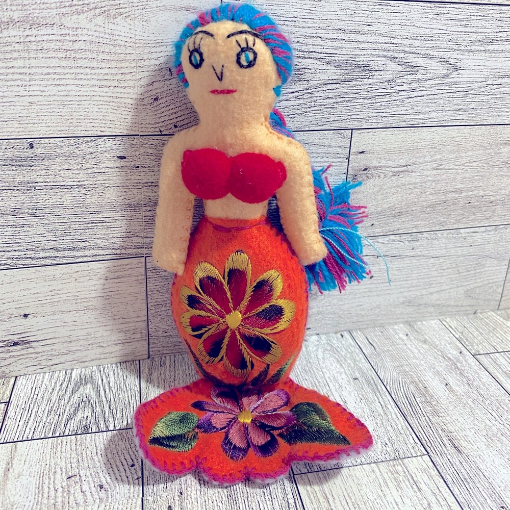 Handmade Embroidery Mermaid Doll